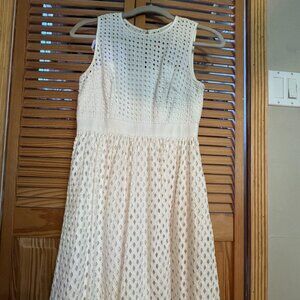 Eliza J White Eyelet Fit and Flare Dress Petite 2 Sleeveless Midi
